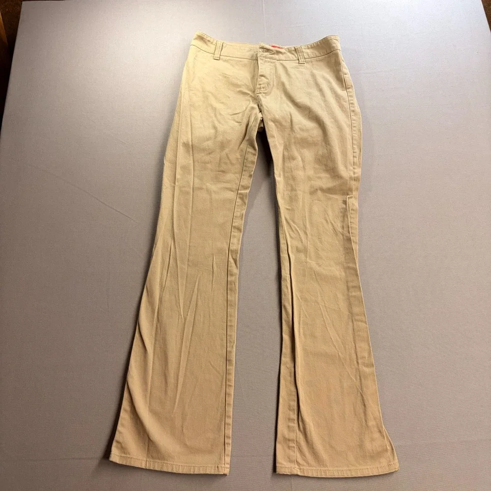 Dickies Girl's Bootcut Mid Rise Pant Flat Front Beige Khaki Tan Pants Size 5